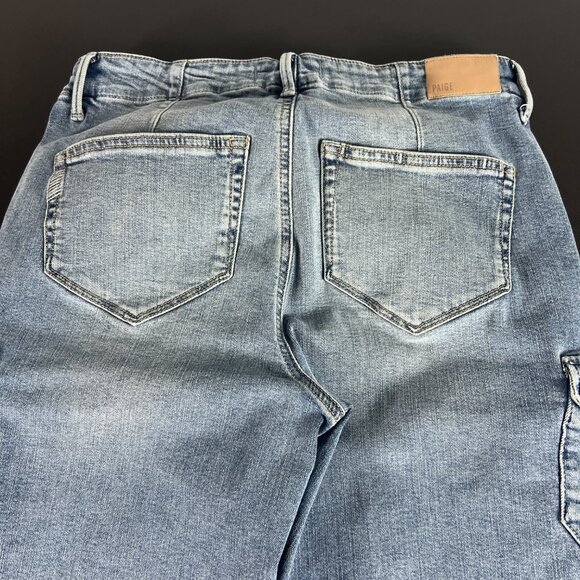 Paige Jean Women 29x27* Drew Cargo Pocket Straight Ankle Light Blue Denim Tag 28 - Picture 10 of 16